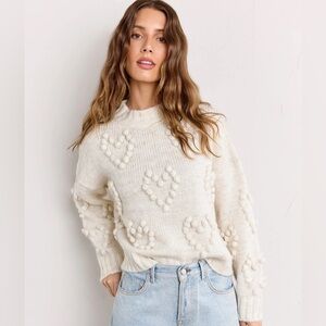 Dreamers by Debut Chunky Heart Poms Sweater Cream L